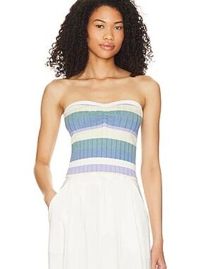 Striped Pastel Strapless Ribbed Tube Top
